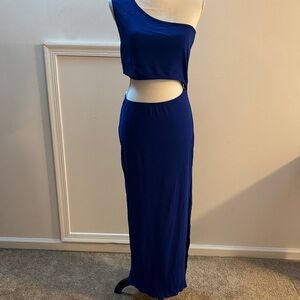 Lulu's Royal Blue One Shoulder Maxi Dress